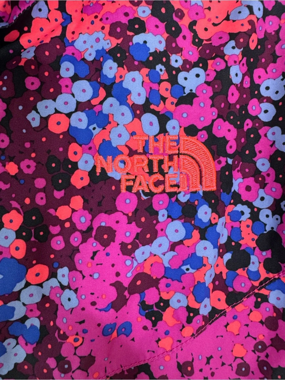 The North Face Girls Resolve DryVent Rain Jacket Pink Purple Print Hood Size XL